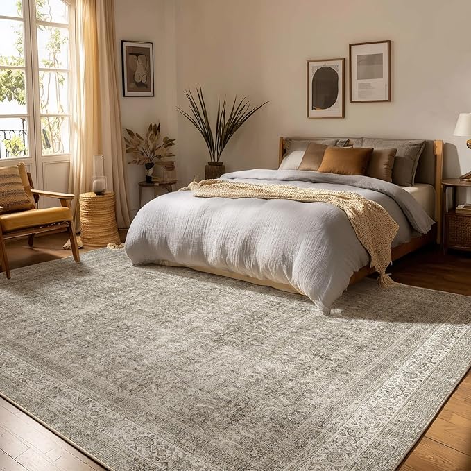 palohom 10x12 Area Rugs for Living Room: Bedroom Rug Washable Stain Resistant Non Slip Low Pile Soft Boho Large Area Rug for Kitchen Dining Room Under Table Nursery Farmhouse Home Office Indoor