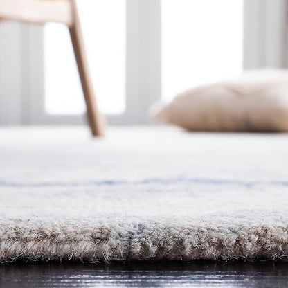 SAFAVIEH Abstract Collection Runner Rug - 2'3" x 16', Ivory & Blue, Handmade Abstract Wool, Ideal for High Traffic Areas in Living Room, Bedroom (ABT465A)