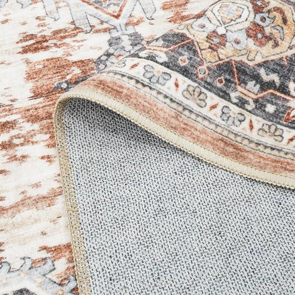 Washable Rug 8x10 Area Rugs: Super Soft Ultra-Thin Carpet - Non-Slip Backing Rugs for Bedroom Dining Room - Stain Resistant Vintage Large Area Rug 8'x10' Brick