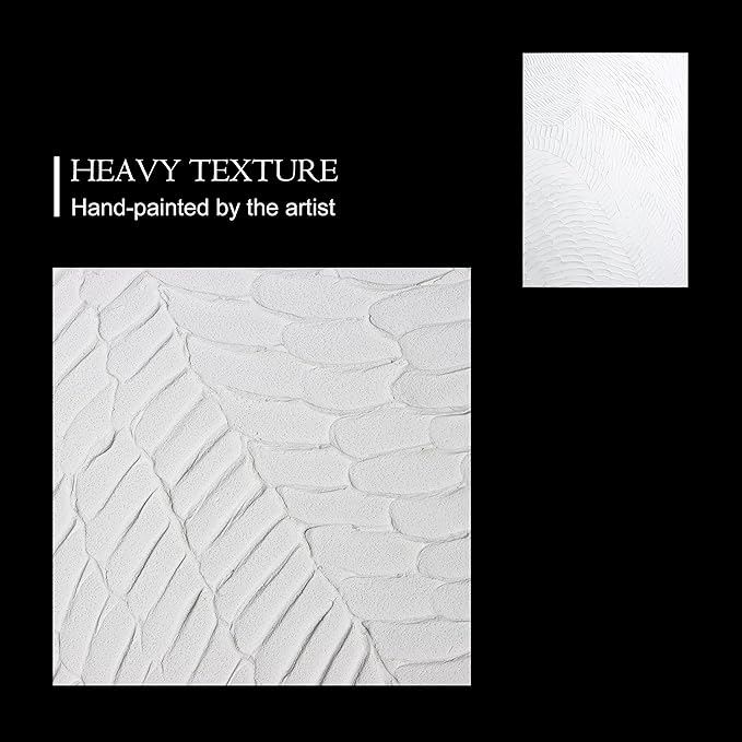 Zessonic White Abstract Wall Art for Living-room - Large Geometry texture Abstract hand-painting artwork Minimalism Contemporary Nordic Decorative for Living Room, Bedroom - 28" W x 40" H