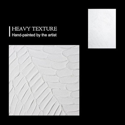 White Abstract Wall Art for Living-room - Framed Geometry 3D Abstract Hand-painting Artwork Minimalism Contemporary Boho Decorative for Living Room, Bedroom - 28"x40"