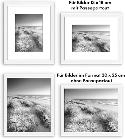 Americanflat 8x10 Picture Frame with Polished Plexiglass - Set of 5 - Use as 5x7 Frame with Mat or Display 8x10 Photo Without Mat - Galleria Collection - Picture Frames for Tabletop and Wall - White
