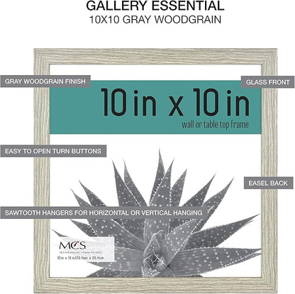 MCS Gallery Essential Picture Frames, Photo Gallery Wall Frame Set, Gray Woodgrain, 10 x 10 Inch, 6-Pack