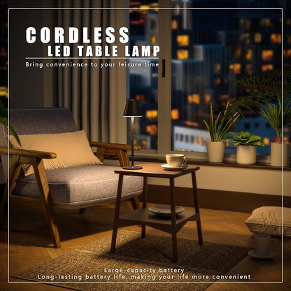 Timjorman Modern LED Cordless Table Lamp, 4000mAh Rechargeable Battery, 3 Level Brightness Night Light, Metal Shell, Minimalist Design, for Couples Dinner/Coffee Table/Restaurant/Bedroom, Khaki