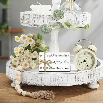 Decorative Books for Home Decor, Wood Book Stack for Table Decor, I Still Remember The Days I Prayed Decoration Books for Living Room Bookshelf Office, Farmhouse Stacked Books Decoration (L84)