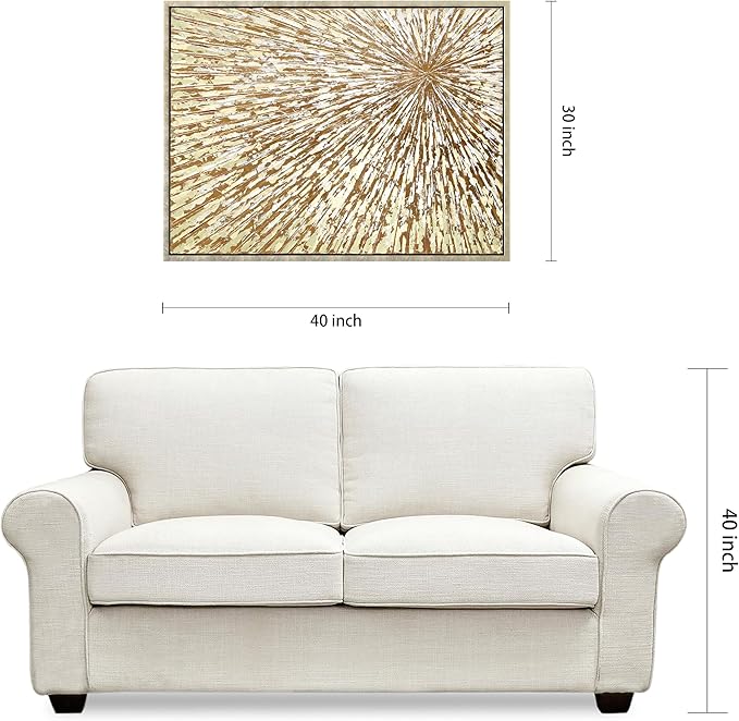 Empire Art Direct Radiant Burst Metallic Hand Painted Framed Canvas Wall Art with Gold Foil, Ready to Hang, Living Room, Bedroom & Office, 30"x40"x1.5"
