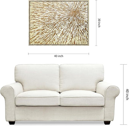 Empire Art Direct Radiant Burst Metallic Hand Painted Framed Canvas Wall Art with Gold Foil, Ready to Hang, Living Room, Bedroom & Office, 30"x40"x1.5"