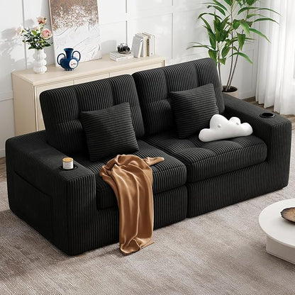 80" Boneless Loveseat Sofa in a Box,No Assembly Required Comfy Deep Seat Cloud Couch,Modern Small Couches for Living Room, Bedroom,Apartment,Black 1 PCS