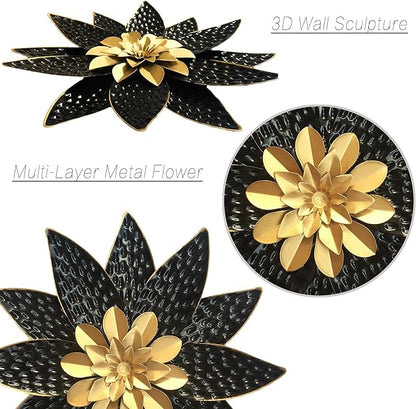 Metal Flower Wall Art Decor,10" Rustic Modern Antique Floral Sculpture, Distressed Iron Wall Hanging Home Decoration Accent Artworks for Indoor Kitchen Bedroom Living Office Outdoor Garden Patio