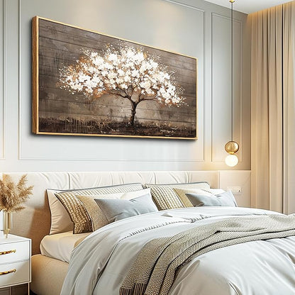 Wapluam Tree Of Life Wall Art,Neutral Abstract Canvas Painting Art Prints,Framed Wall Art,Wall Decor For Living Room,Nature Plant Modern Pictures For Bedroom Bathroom Dining Room Office Artwork 20x40