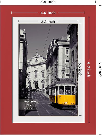 eletecpro 5x7 Picture Frames Set of 10, Picture Frame Collage Wall Decor Display 4x6 Photo with Mat or 5x7 without Mat, Home Decor Gallery Frame for Table Top or Wall Mounting, Red