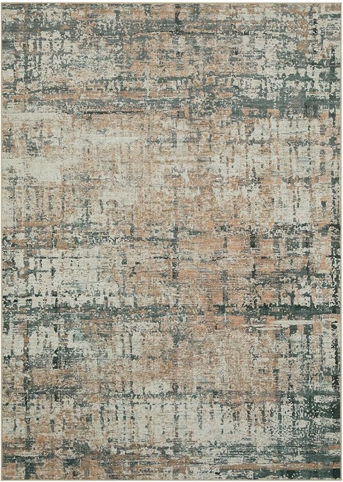 Rugxara 3x5 Washable Entryway Rug, Non Slip Boho Runner Rugs for Hallway, Entrance, Kitchen, Bathroom, Laundry Room, Soft Entryway Carpet, Throw Low Pile Retro Imitation Wool Carpet, Moss