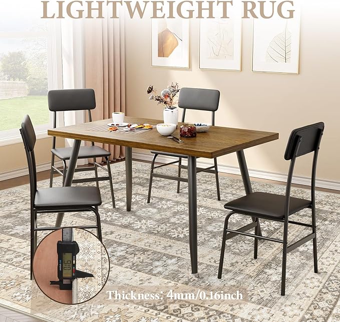 Area Rug Living Room Rugs 8x10 - Large Soft Boho Floral Rug, Non-Slip Foldable Washable Rugs Non Shedding Morden Indoor Floor Carpet for Living Room Bedroom Office Dining Room(FloralBrown, 8'x10')