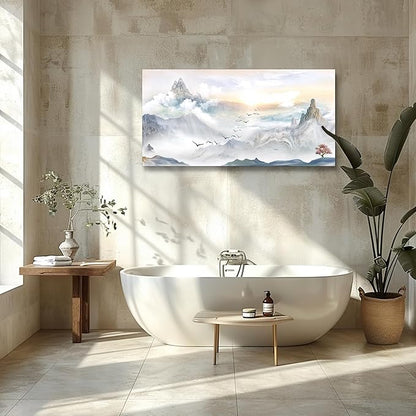 Canvas Wall Art For Living Room Large Size Wall Decoration For Bedroom Mountain Landscape Pictures Wall Decor Watercolor Painting Modern Office Canvas Art Prints Room Decor Ready To For Home Decor