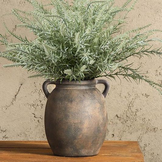 Dobbyby Ceramic Flower Vase 7.6 inch Farmhouse Rustic Vase Decorative Pottery Terracotta Vases for Home Decor Table Mantle Fireplace Living Room Bathroom Wedding Centerpiece (Black)