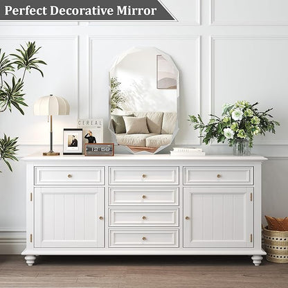30x22 Inch Beveled Oval Bathroom Mirror, Frameless Copper-Free Silver Mirror, Modern Vanity Mirror, Decorative Wall Mirrors Over Sink for Restroom, Bedroom, Living Room, Bathroom, Entryway