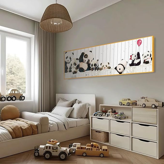 susimond Abstract Canvas Wall Art, Large Modern Painting for Living Room & Bedroom Decor - Ready to Hang (Cartoon Panda, 63" L x 20" W)