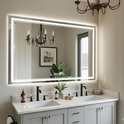 EOGOW LED Bathroom Mirror with Lights,48"x30"Backlit LED Mirror for Bathrooms with Anti-Fog,Dimmable,3 Colors Bathroom Mirror, Wall Mounted Horizontal/Vertical Vanity Mirrors,Tempered Glass