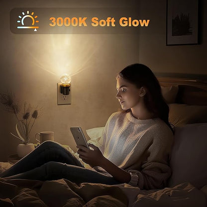 JandCase Night Lights Plug into Wall, 2 Pack Dimmable Night Light Pulg in, Globular Automatic Night Lights with Auto Light Sensor, Adjustable Brightness 3000K LED Night Light, for Bedroom Hallway
