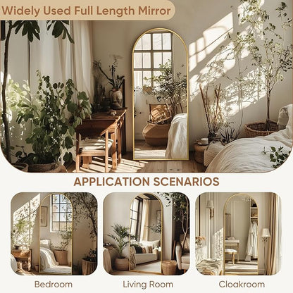 Full Length Mirror, 59"x19" Oversized Arched Mirror Large Standing Mirrors, Tall Mirrors Body Floor Mirror for Bedroom Living Room Aluminum Frame, Gold