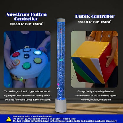 Bubble Tube Floor Lamp – Works with Various Controllers, Color-Changing Aquarium Mood Light for Visual Stimulation & Relaxation in Home, Sensory Rooms & Therapy Clinics (4FT Bubble Lamp)