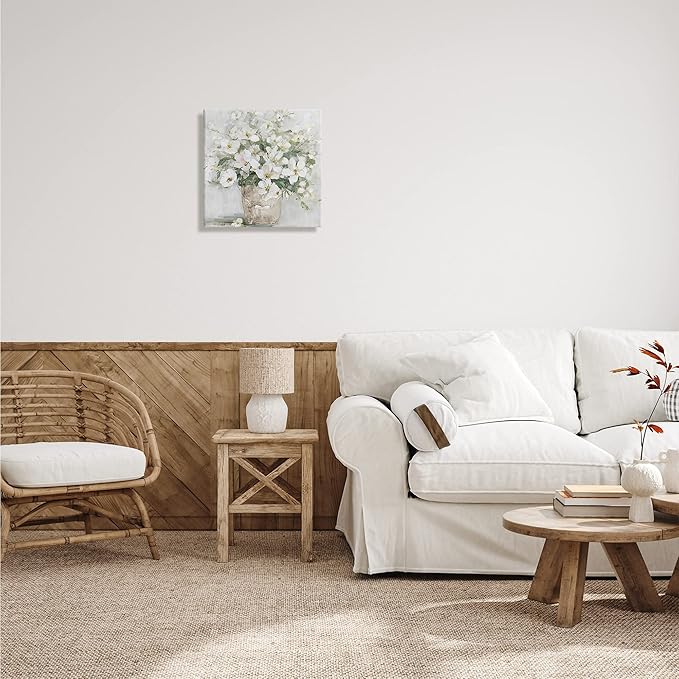 Stupell Industries 'Farmhouse Poppies Floral Blossom Bouquet Country Bucket', Canvas Art, 17 x 17 Inches, Easy to Hang and Sturdy, Made in USA, by Sally Swatland