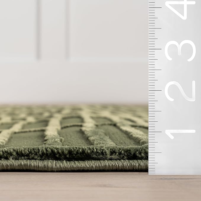 Nuloom Kailani Green, 4' x 6', Geometric, Soft and Cozy, High Traffic, Stain Resistant, Easy Clean, Durable Washable Area Rug for Bedroom, Living Room, Dining Space, Den, Foyer, Entryway