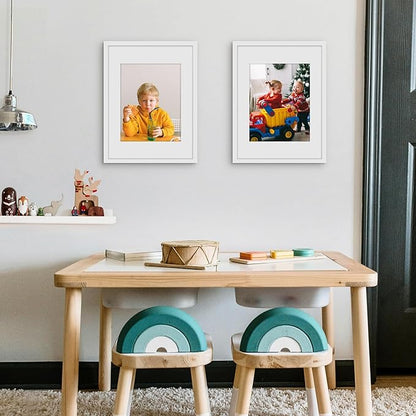 Picrit 12x16 Picture Frame Set of 12, Display 8.5x11 with Mat or 12x16 without Mat, Photo Frames for Wall Mounting Display, White