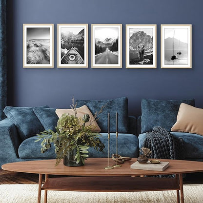 Americanflat 13x19 Picture Frame with Polished Plexiglass - Set of 5 - Use as 11x17 Frame with Mat or Display 13x19 Photo Without Mat - Galleria Collection - Picture Frames for Wall - Natural Oak