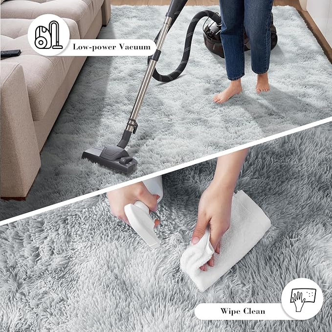 Fluffy Rug Shag Area Rug, Mottling Grey 3x5 Area Rugs for Bedroom, Small Bedside Rug, Soft Fluffy Shag Entryway Throw Rugs for Living Room Bedroom Kids Room Home Decor