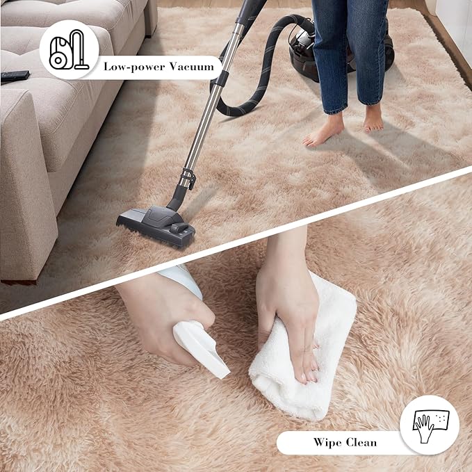 yongyangjuxin Fluffy Rug Shag Area Rug, Mottling Beige 9x12 Area Rugs for Living Room, Large Shag Area Rugs for Bedroom Kids Room Home Decor, Upgrade Anti-Skid Rectangular Fuzzy Rugs