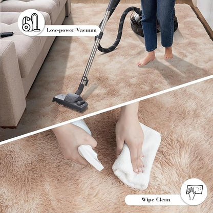 yongyangjuxin Fluffy Rug Shag Area Rug, Mottling Beige 9x12 Area Rugs for Living Room, Large Shag Area Rugs for Bedroom Kids Room Home Decor, Upgrade Anti-Skid Rectangular Fuzzy Rugs