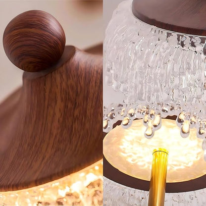 LIGHTLAND Water Drop Table Lamp, 7.9 * 13 Inch Crystal Acrylic Bedside Light for Study Room, Bedroom, Living Room