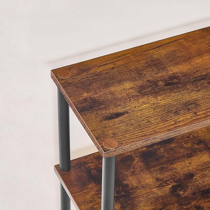 HOOBRO Narrow Console Table Set of 2 for Small Space, 15.7" Entryway Table with Storage, Sofa Table with 2 Shelves, Skinny Console Tables for Entryway, Hallway, Rustic Brown and Black BF40XGP201
