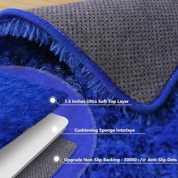 9x12 Large Area Rugs for Living Room, Blue Fluffy Shag Rug for Bedroom and Nursery, Soft and Comfy, Big Fuzzy Carpet for Kids, Girls, Boys Room Dorm Home Decor Aesthetic, Upgrade Non Slip