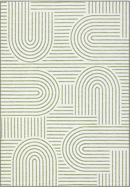 ROYHOME Washable Rug 8x10 Area Rugs for Living Room, Abstract Rug for Bedroom, Soft Rainbow Non Slip Throw Rugs with Rubber Back, Low Pile Stain Resistant Boho Geometric Carpet for Dining Room, Green