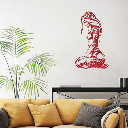 Xedatric Modern Abstract Metal Wall Art-Minimalist Line Sculpture for Bedroom,Living Room,Bathroom-Unique Metal Wall Decor for Home & Office(Red)