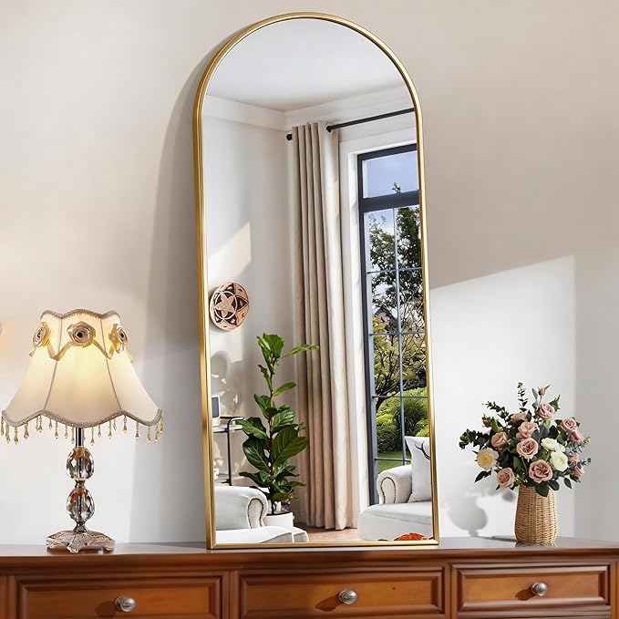 CIRCUMI Arched Wall Mirror, 20"x48" Gold Arched Mirror with Tempered Glass, Metal Frame, Large Size for Bathroom, Living Room,Entryway,Over Sink, Arch Mirror for Decor, Shatterproof&Crystal-Clear