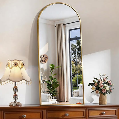 CIRCUMI Arched Wall Mirror, 20"x48" Gold Arched Mirror with Tempered Glass, Metal Frame, Large Size for Bathroom, Living Room,Entryway,Over Sink, Arch Mirror for Decor, Shatterproof&Crystal-Clear