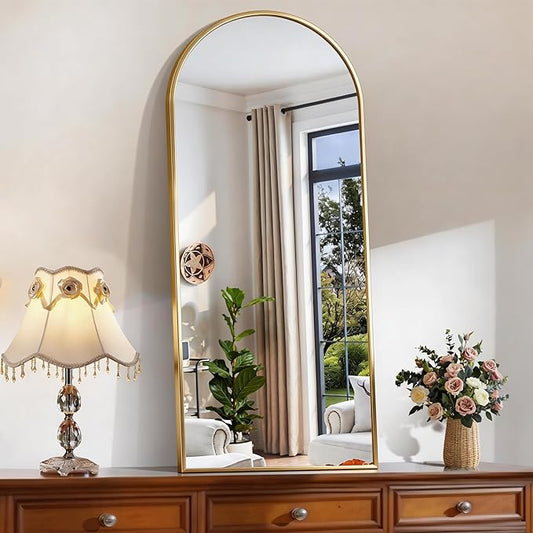 CIRCUMI Arched Wall Mirror, 20"x48" Gold Arched Mirror with Tempered Glass, Metal Frame, Large Size for Bathroom, Living Room,Entryway,Over Sink, Arch Mirror for Decor, Shatterproof&Crystal-Clear