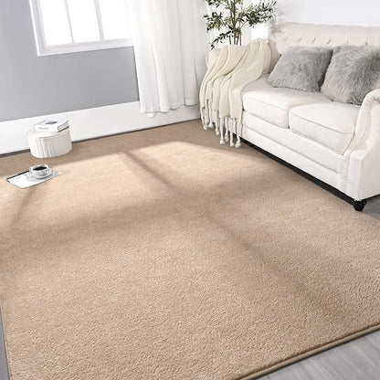 Gifeas Large Ultra Soft Modern Area Rugs for Living Room Bedroom, 6x9 Feet Beige Thickened Memory Foam Indoor Solid Minimalist Carpets, Non-Slip Comfy Rug for Boys Girls Nursery Room Home Decor