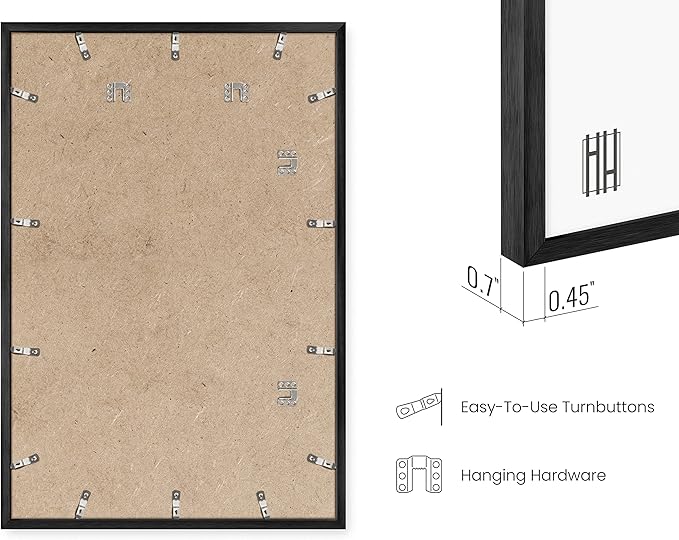 HAUS AND HUES 24x36 Black Metal Picture Frame - Features Premium Aluminum & Hanging Hardware, Shatterproof Plexiglass - Ideal for Home, Room, Office (24x36 in, Black, Set of 1)