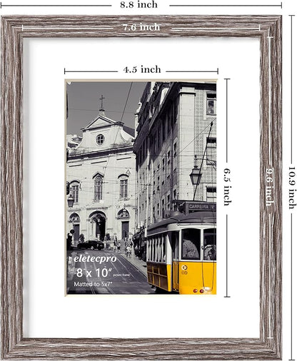 eletecpro 8x10 Picture Frames Set of 10, Gallery Wall Frame Display 5x7 Photo with Mat or 8x10 without Mat, Picture Frame Collage Wall Decor for Wall Mounting, Weathered Grey