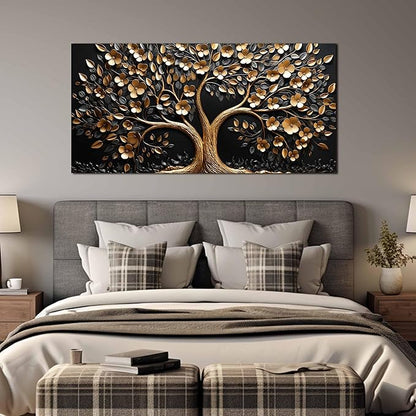 Tree of Life Canvas Wall Art for Living Room,Gold Canvas Wall Art for Bedroom,Tree Pictures Wall Decor 29 x 59 Inch