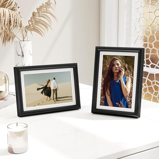 Fun Memories 5x7 Picture Frame, Black Picture Frame 5 x 7, High-End Aluminum Photo Frames 5 by 7, 5x7 Frames with Real Glass and Matted to 4x6, 1 Pack