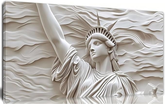Trogonup Canvas Wall Art for Living Room Large Modern Canvas Prints White Statue of Liberty Picture Artwork for Bedroom Home Office 20"x40"