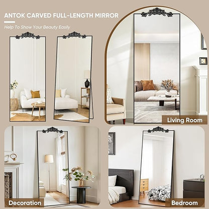 Antok 65"x22" Oversized Full Length Mirror, Extra Large Floor Mirror Freestanding or Wall-Mounted Mirror for Bedroom, Living Room, Cloakroom, Black
