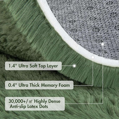 5x7 Ft Shag Green Area Rug for Bedroom Living Room, Ultra Soft Fluffy Furry Rugs for Indoor Floor, Aesthetic Carpet for Kids Home Decor