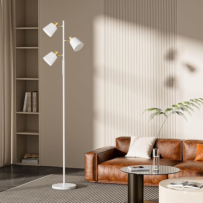 LED Tree Floor Lamp, 2500LM Super Bright Tall Standing Lamp with Remote & Touch Control, 4 Color Temperatures, 3 Rotatable Lights, Modern Dimmable Floor Lamps for Living Room Bedroom Office