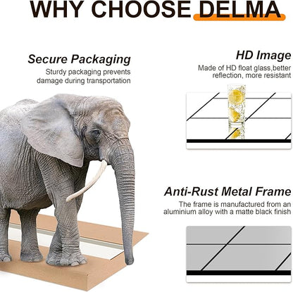 Delma Full Length Mirror, 30"x 70" Window Pane Decorative Mirror for Wall, Black Metal Framed Wall Decor, Wall Mounted, Hanging or Leaning for Bedroom, Living Room, Entryway